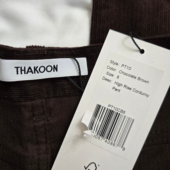 NWT Thakoon Womens Corduroy Straight-Leg Pants Brown Size 8 Designer Minimalist - Picture 7 of 12